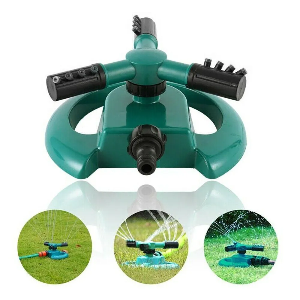 1677 3 Arm 360° Sector Rotating Water Sprinkler Garden Pipe Hose Irrigation Yard