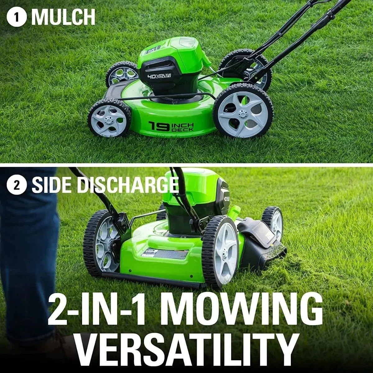 40V 19" Push Mower & 500 CFM Leaf Blower Combo Kit w/ 5.0Ah Battery & Charger