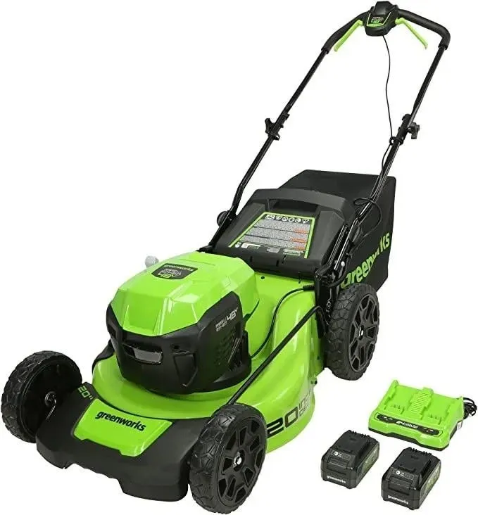 48V (2x24V) 20" Cordless Battery Push Mower & 320 CFM Blower Combo Kit w/ (2) 4.0Ah Batteries, (1) 2.0Ah Battery & Chargers