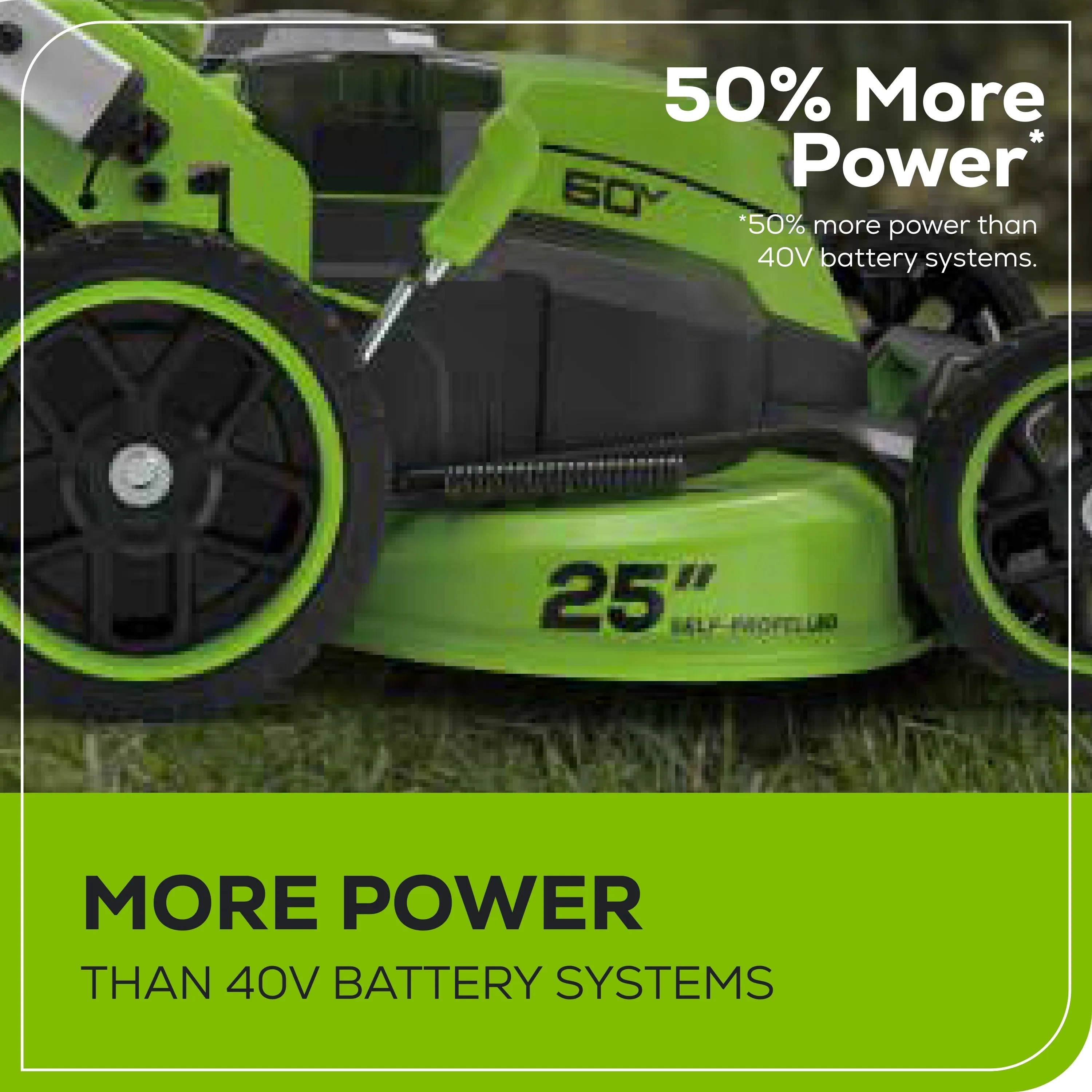 60V 25" Dual Blade Self-Propelled Mower 5-pc Combo Kit w/ (3) 4.0Ah Batteries, (1) Single Port Chargers & (1) Dual Port Charger