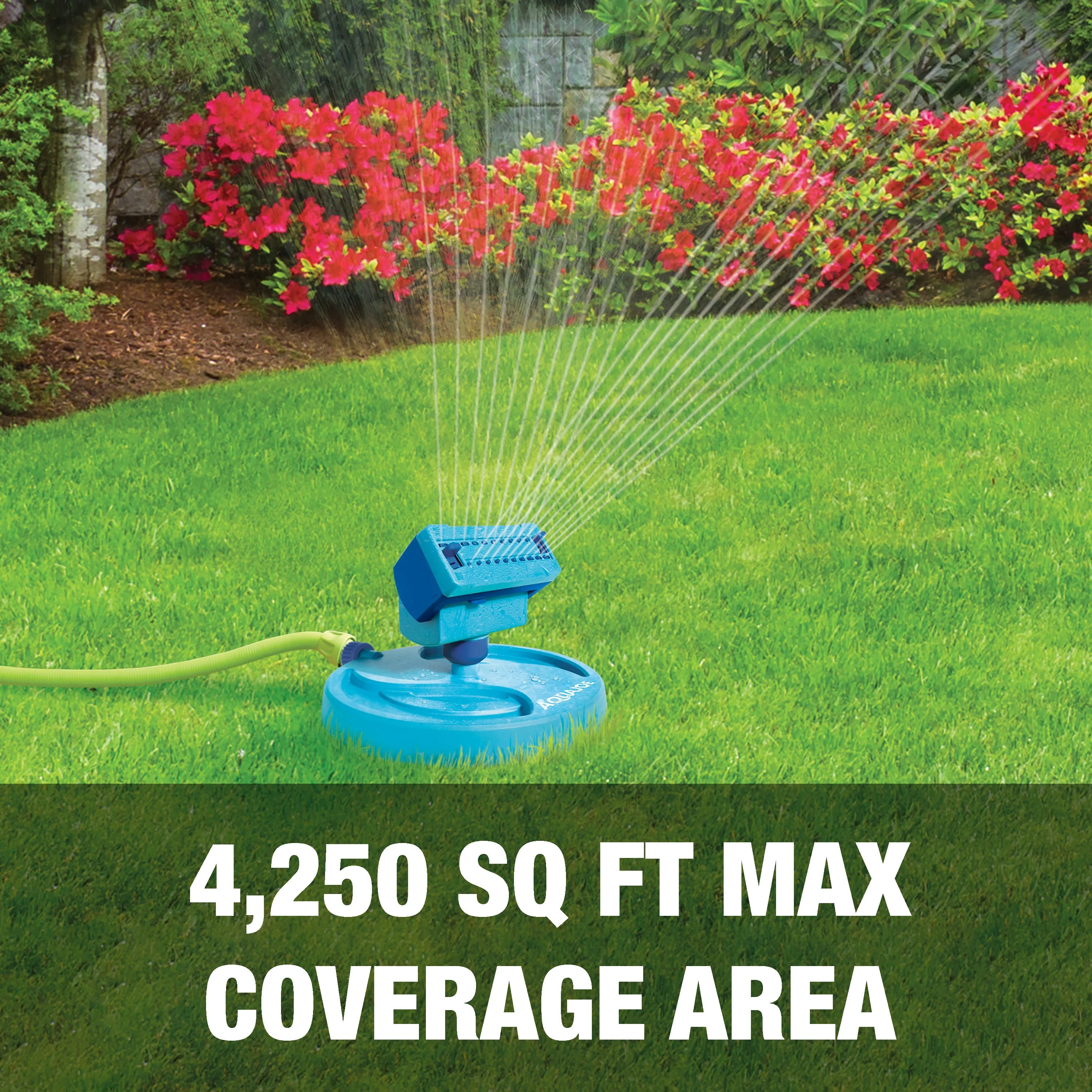 Aqua Joe AJ-OSPR20 Mini Gear-Driven Oscillating Sprinkler on Sled Base | Customizable Coverage | 4,250 Sq. Ft. Max Coverage