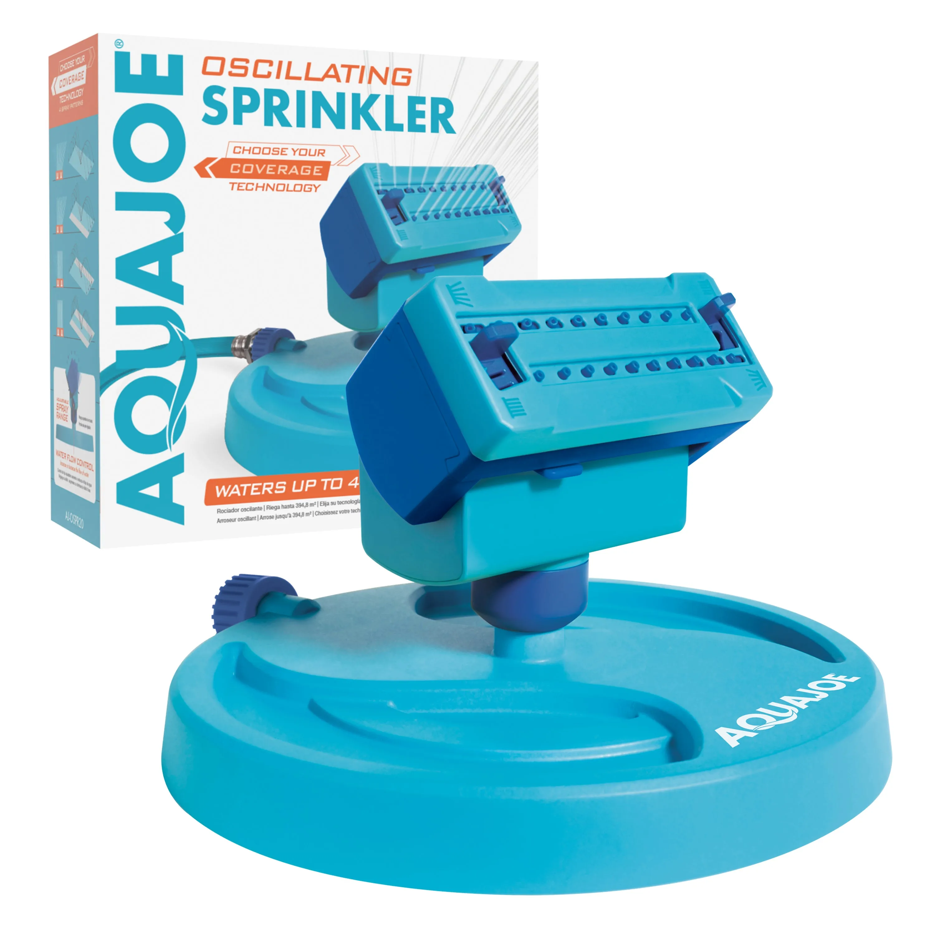 Aqua Joe AJ-OSPR20 Mini Gear-Driven Oscillating Sprinkler on Sled Base | Customizable Coverage | 4,250 Sq. Ft. Max Coverage