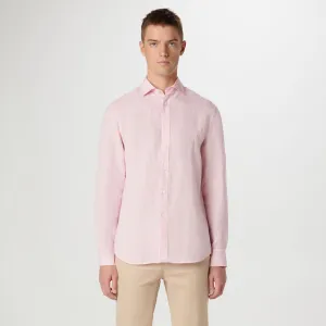 Axel Solid Linen Shirt- Pink