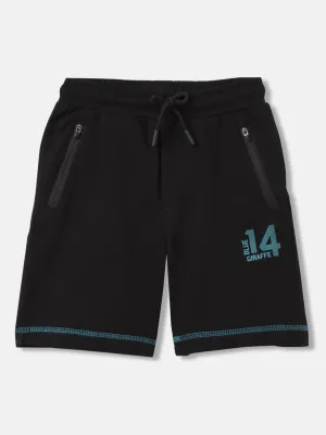 Blue Giraffe Boys Black Solid Regular Fit Shorts