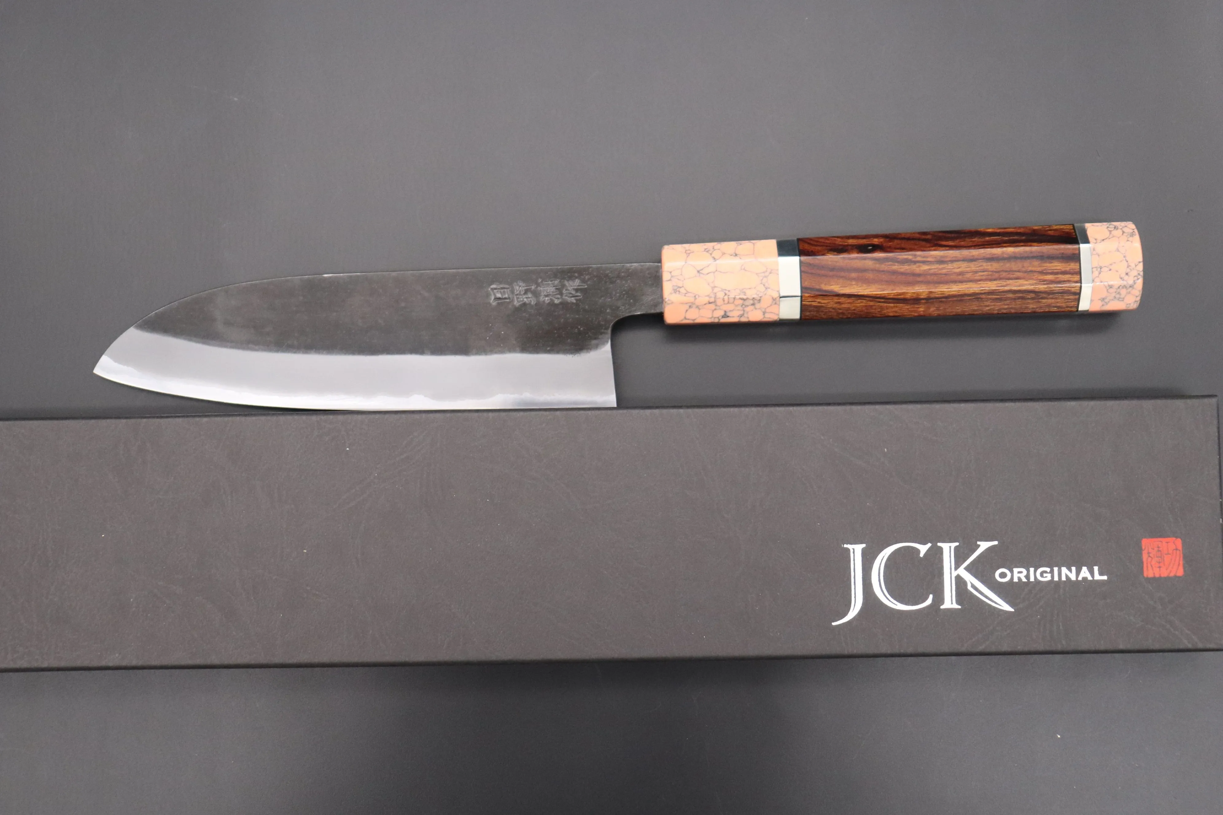 Custom Limited Edition, Hinoura White Steel No.1 Kurouchi Series HS1-4SP7 Wa Santoku 165mm (6.4 Inch)