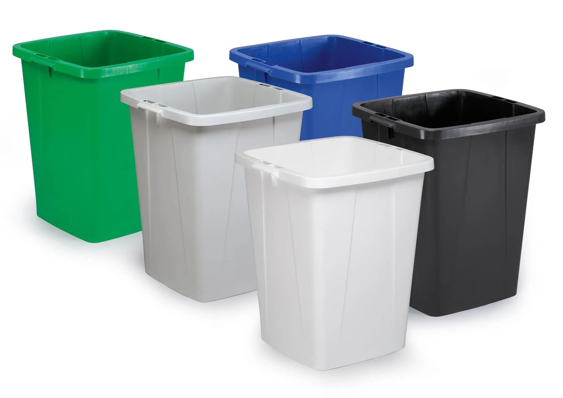 Durable DURABIN ECO Strong Square Black Recycling Bin   Blue Lid | 90L