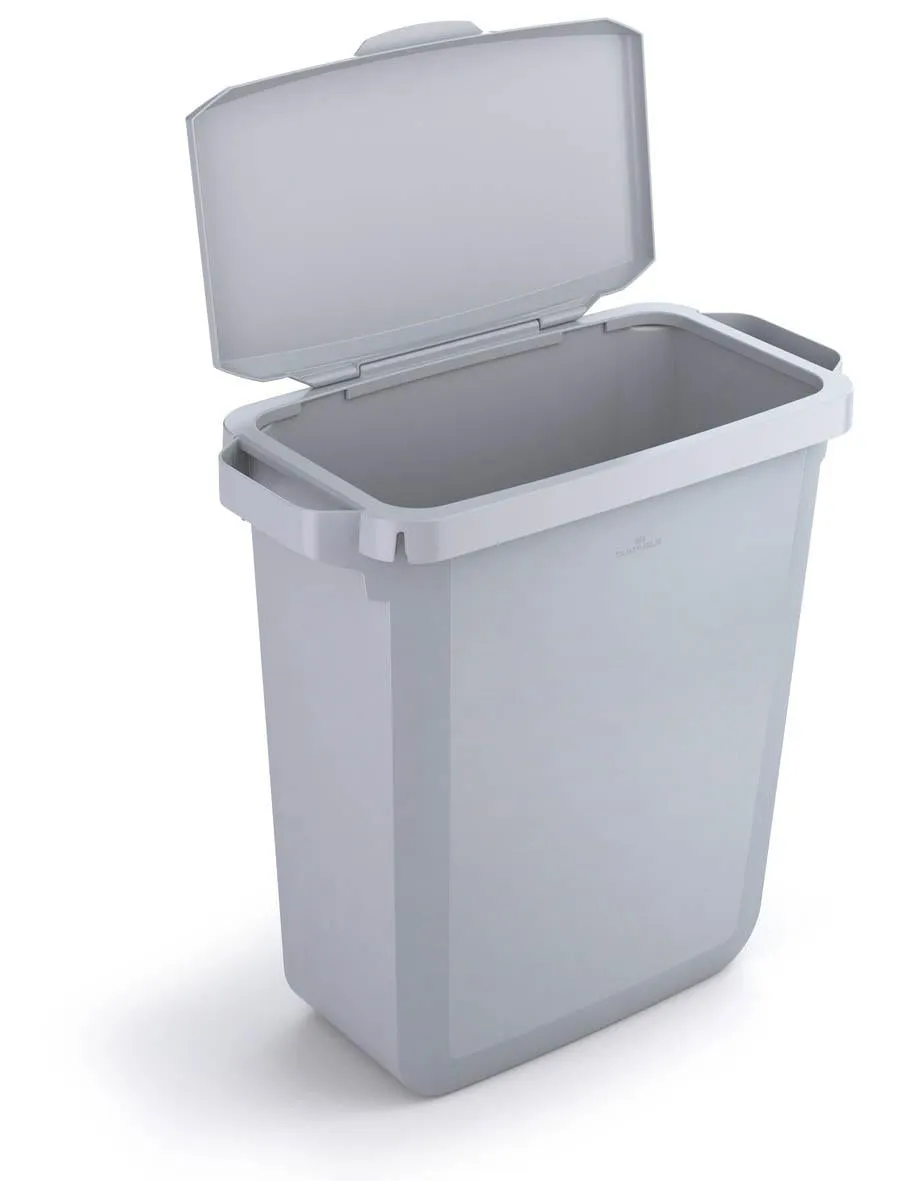 Durable DURABIN Grey Recycling Bin with Grey Hinged Lid   Black Duraframe | 60L