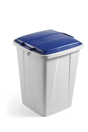 Durable DURABIN Grey Square Recycling Bin   Blue Lid | Food Safe | 90L