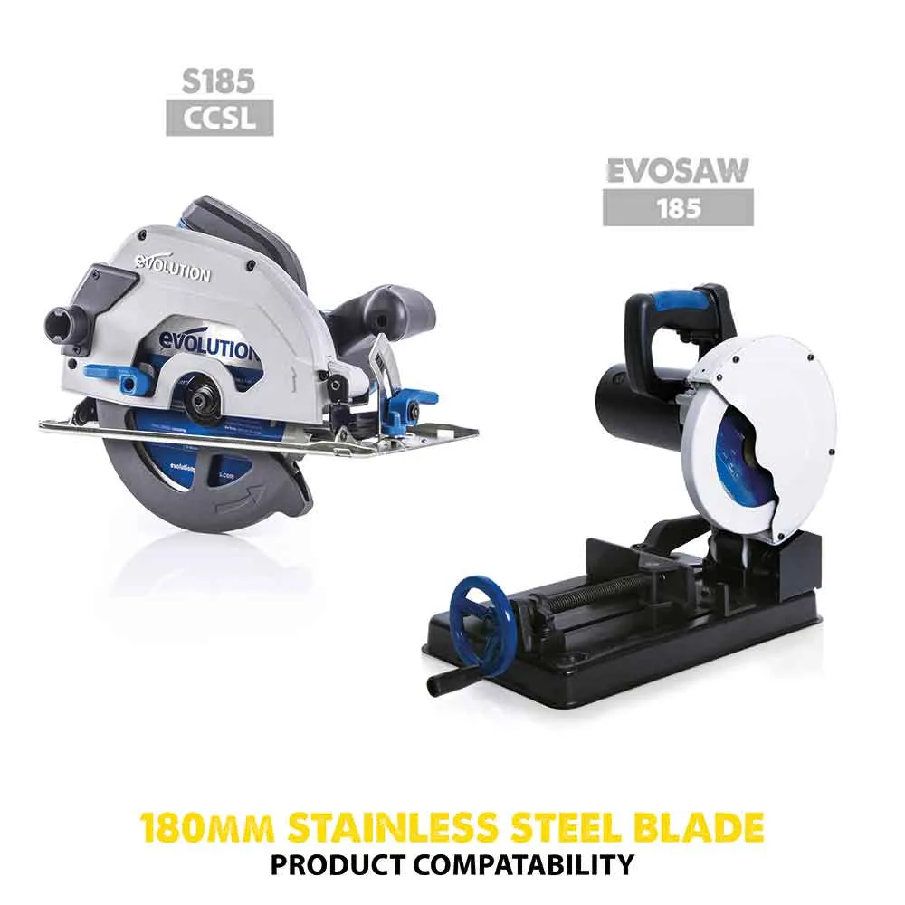 Evolution 180mm Stainless Steel Cutting 48T TCT Circular Saw Blade