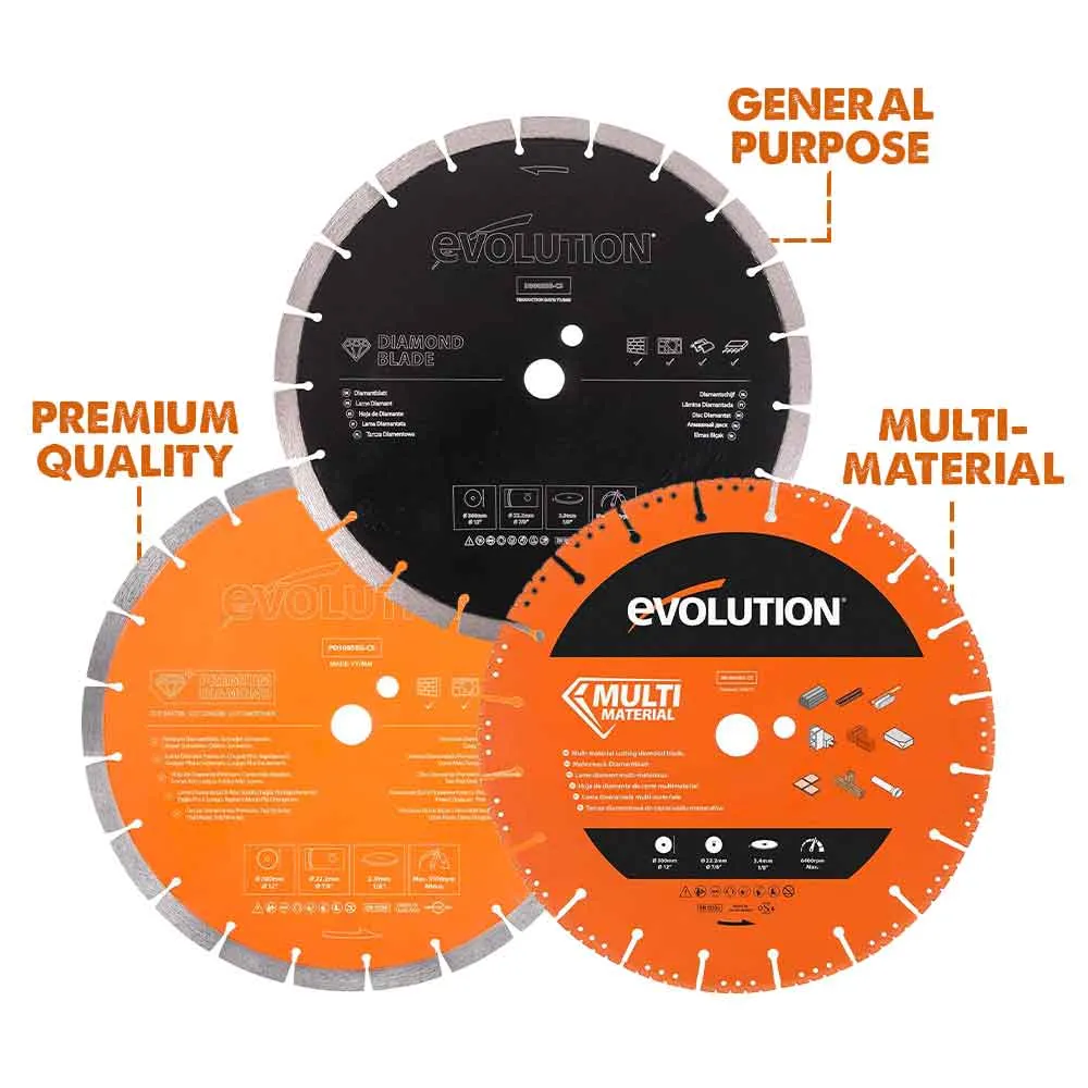 Evolution 255mm Segmented Edge, 22.2mm Bore, Heavy Duty Diamond Demolition Disc Cutter Blade