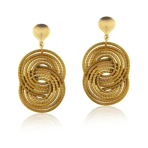 Golden Grass Intertwined Circles Earrings