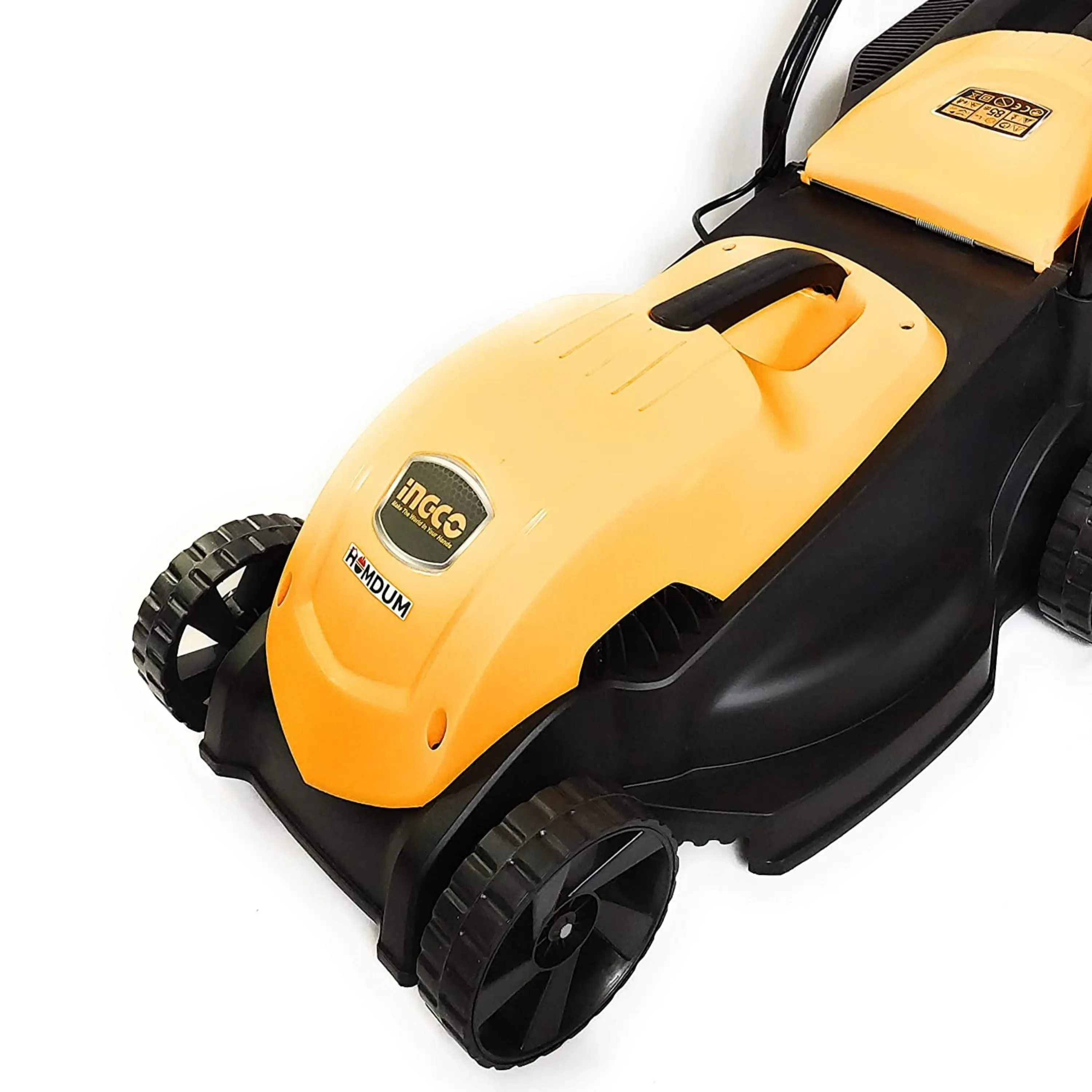 Ingco Electric Lawn Mower - Powerful 1600W motor LM385- 3 stage cutting Height - Safety Switch Feature - Grass catcher Box - 15 inch Steel Blade