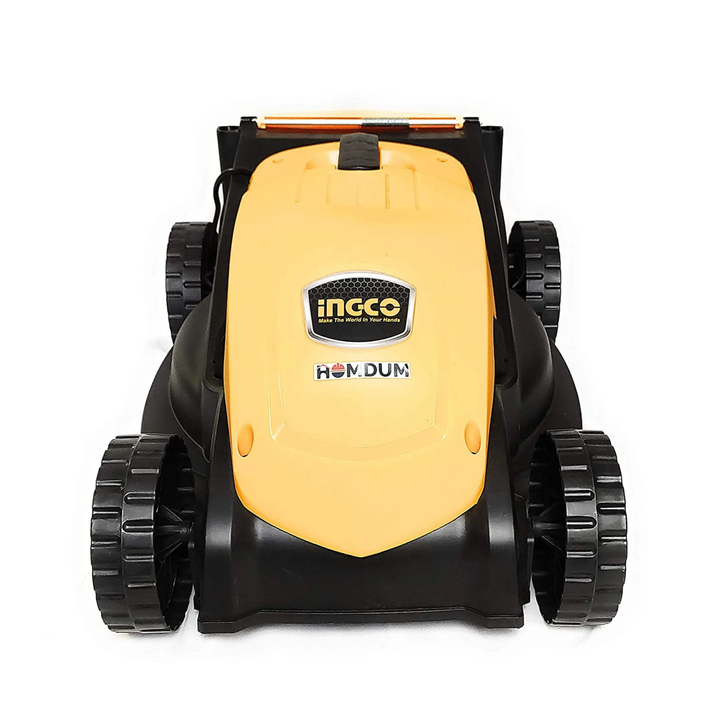 Ingco Electric Lawn Mower - Powerful 1600W motor LM385- 3 stage cutting Height - Safety Switch Feature - Grass catcher Box - 15 inch Steel Blade