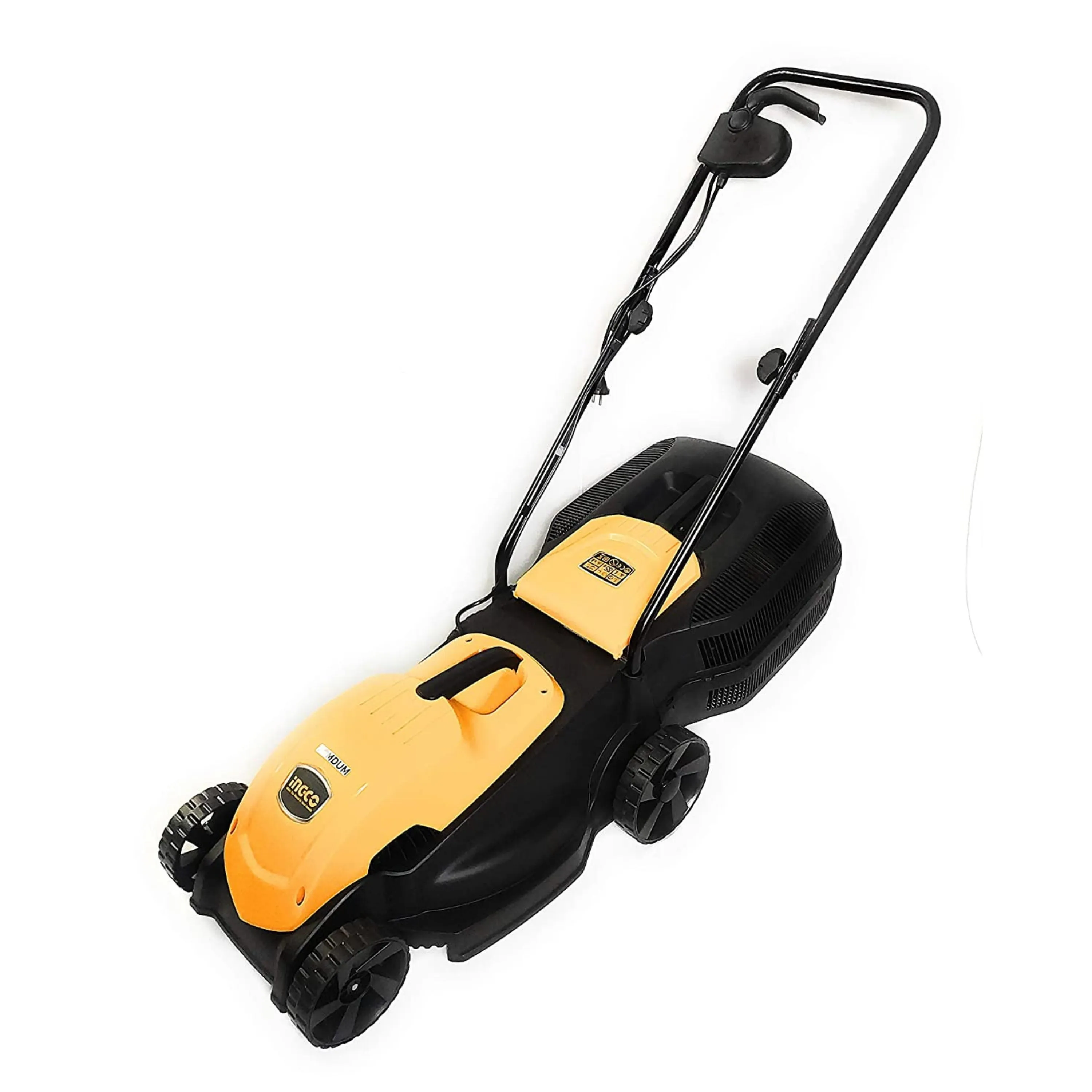 Ingco Electric Lawn Mower - Powerful 1600W motor LM385- 3 stage cutting Height - Safety Switch Feature - Grass catcher Box - 15 inch Steel Blade