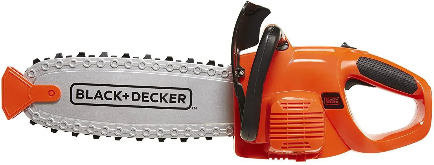 Kids Pretend Play Black & Decker Outdoor Power Tools Assortment Includes Chainsaw, Grass Trimmer, Reciprocating Saw, and Jackhammer