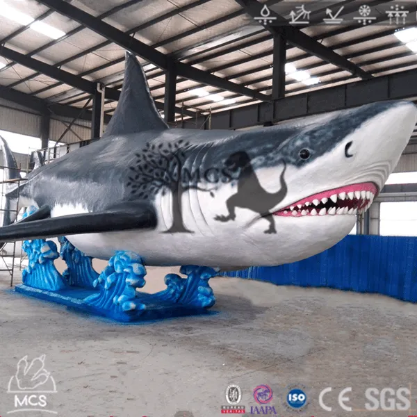 Scary Large Robotic White Shark Model