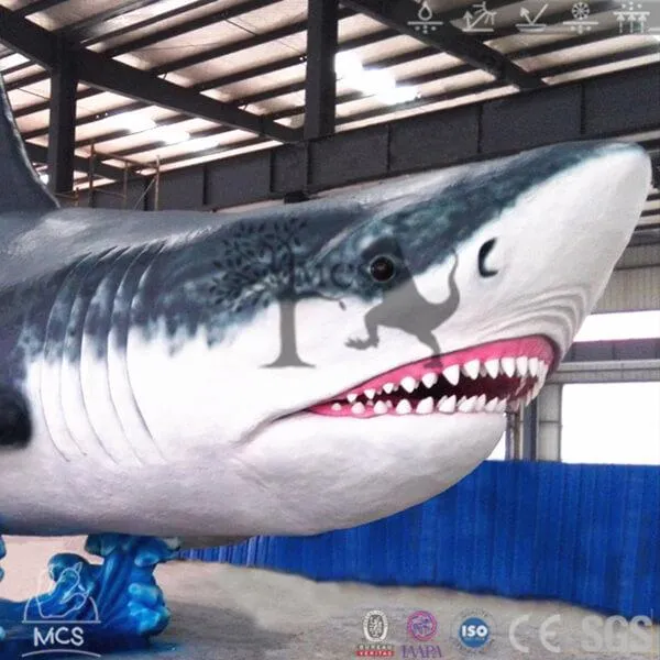 Scary Large Robotic White Shark Model