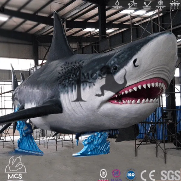 Scary Large Robotic White Shark Model