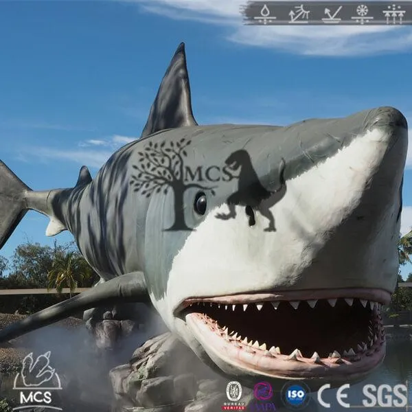 Scary Large Robotic White Shark Model