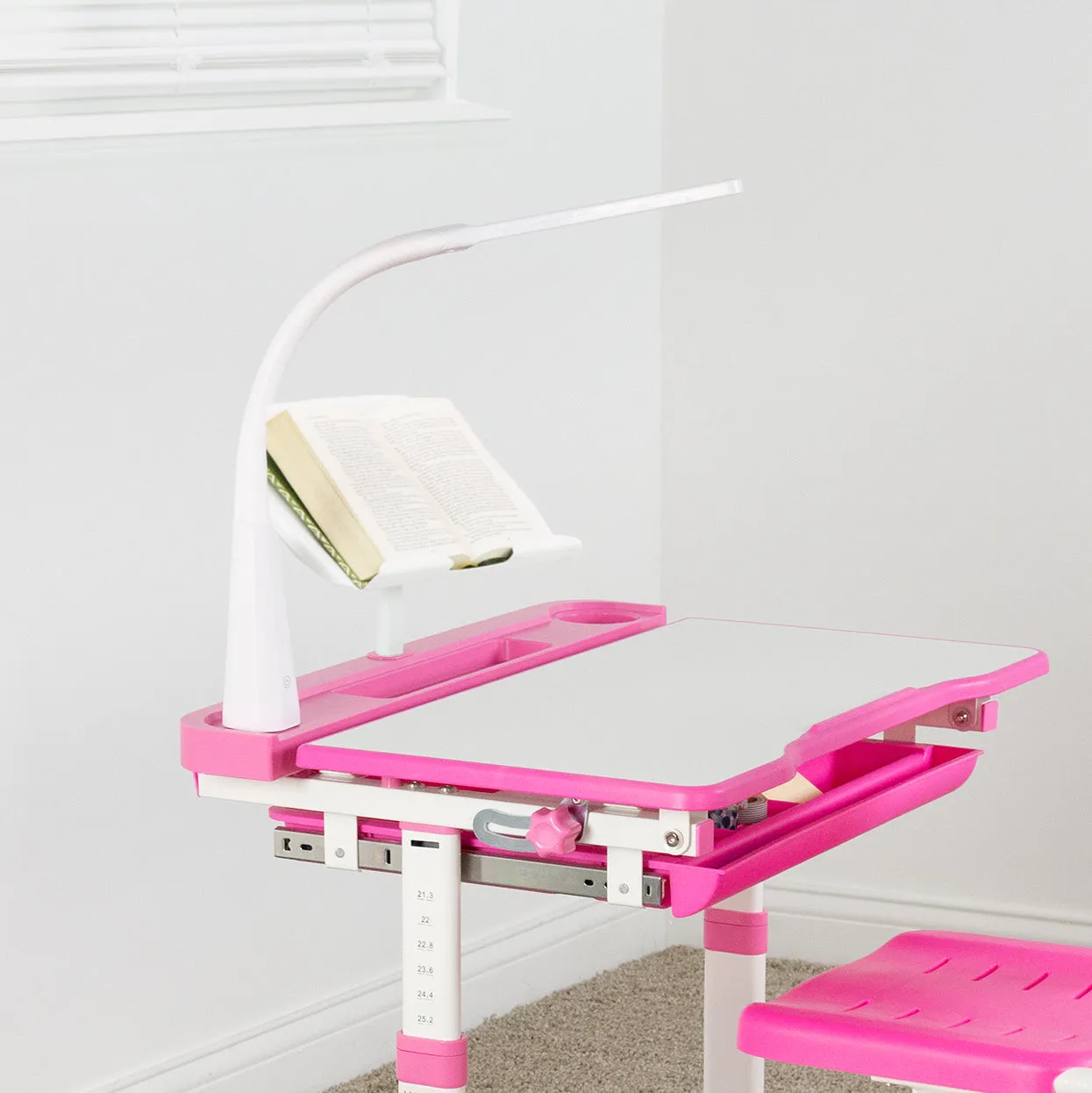 White Book Holder for Kids’ Height Adjustable Desk