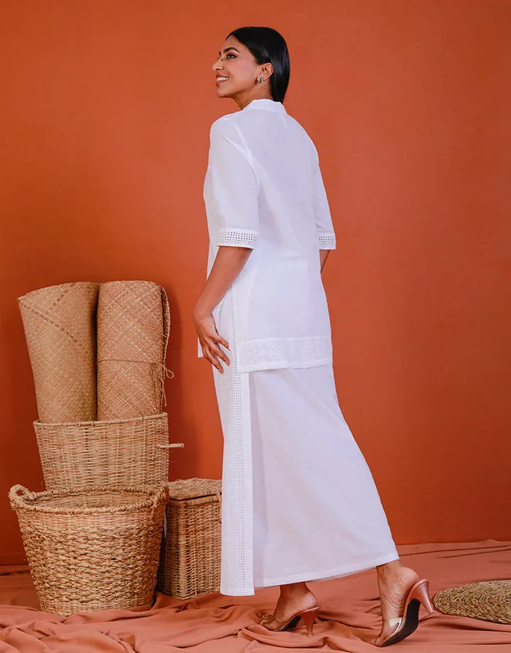 White Cut Lawn Lungi