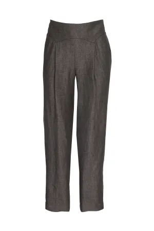 Yoke Pleat Pant - Charcoal Linen 9725